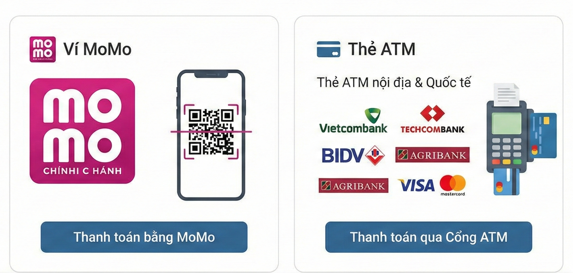 Phương thức thanh toán - MoMo và Thẻ ATM