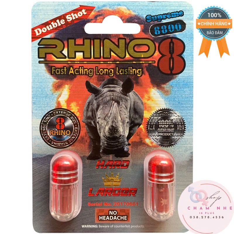 Viên uống kéo dài thời gian quan hệ Rhino 8 supreme 8800