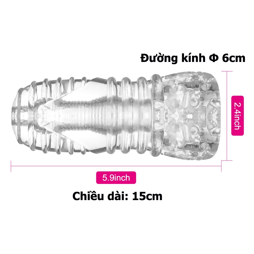 Cốc cầm tay cấu tạo đường hậu môn Silicone trong suốt Real 2 3