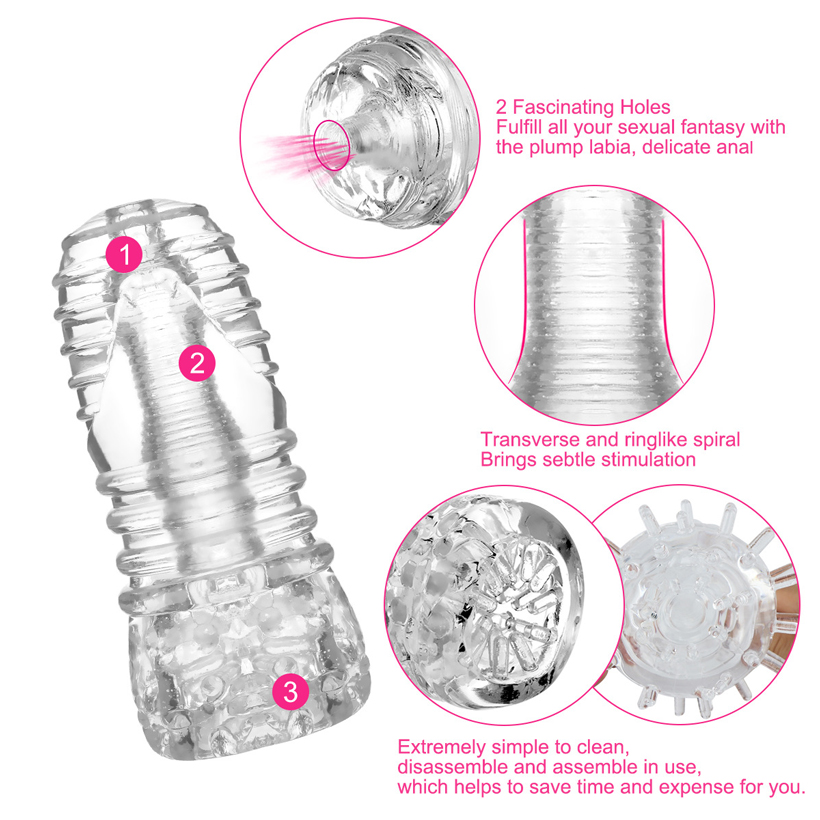 Cốc cầm tay cấu tạo đường hậu môn Silicone trong suốt Real 2 4