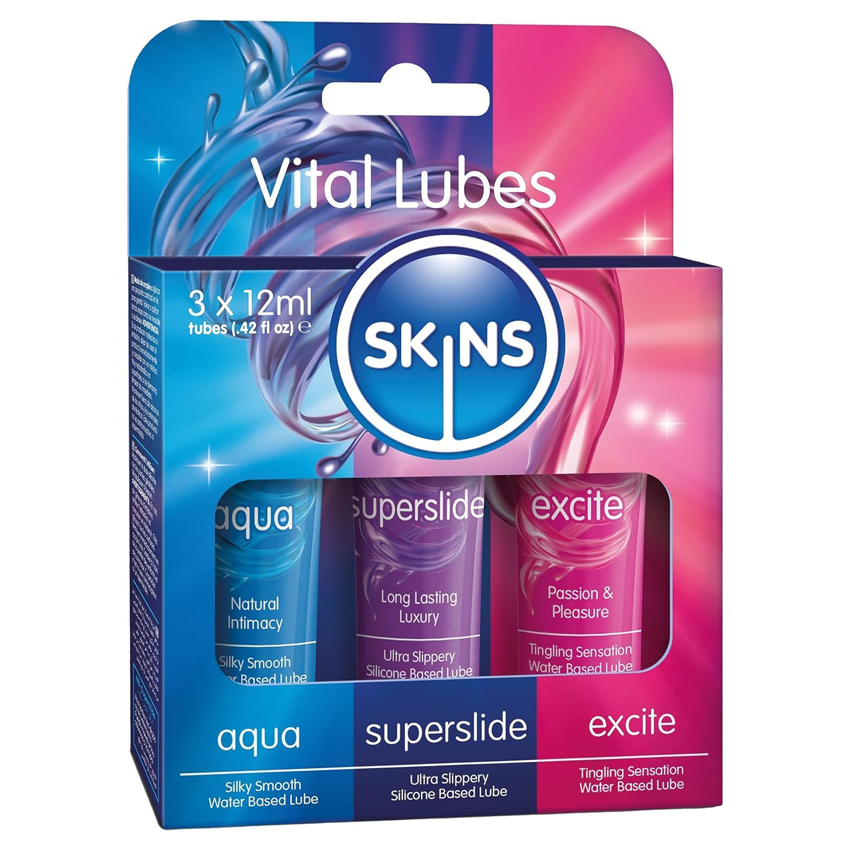 Bộ 3 sản phẩm SKINS Vital Lubes ( Gốc nước – Silicone – Khoái Cảm ) 2